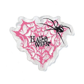 Halloween Style Printed Acrylic Pendants, Spider, 44x38x2.5mm, Hole: 2mm