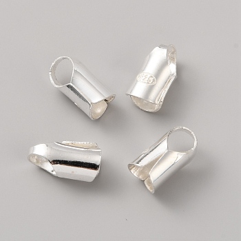 Sterling Silver Cord Ends, End Caps, Column, Silver, 9x4.5x5mm, Hole: 3mm