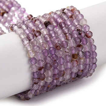 Natural Purple Lodolite Quartz Beads Strands, Faceted, Round, 2mm, Hole: 0.6mm, about 164pcs/strand, 15.41''(39.15cm)