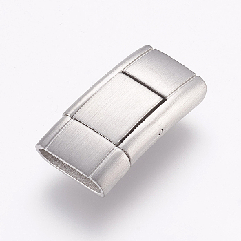 304 Stainless Steel Bayonet Clasps, Rectangle, Frosted, Stainless Steel Color, 24x12.5x5mm, Hole: 3x11mm