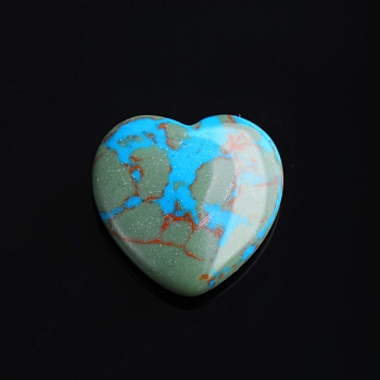 Synthetic Turquoise Love Heart Stone, Pocket Palm Stone for Reiki Balancing, Home Display Decorations, 20x20mm