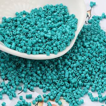 Baking Paint Glass Seed Beads, Cylinder, Light Sea Green, 2x1.5mm, Hole: 1mm, about 50398pcs/pound