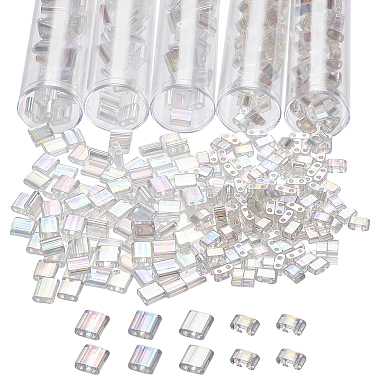 5mm Clear AB Rectangle Glass Beads