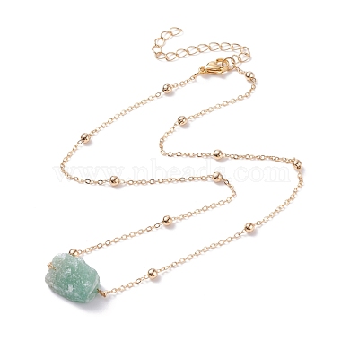 Natural Green Aventurine Raw Stone Pendant Necklace for Women(NJEW-JN03781-01)-2