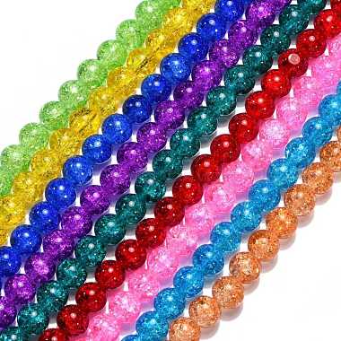 10mm Mixed Color Round Crackle Glass Beads