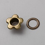 Brass Grommet Eyelet Findings, for Bag Making, Flower, Antique Bronze, 11x11.5x5mm, Hole: 5mm(FIND-WH20010-03AB)