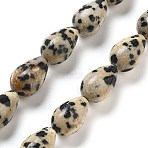 Natural Dalmatian Jasper Beads Strands, Teardrop, 12x8mm, Hole: 1.2mm, about 33~34pcs/strand, 15.16~16.54''(38.5~42cm)(G-B106-A29-02)