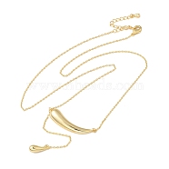 Brass Dolphin with Teardrop Pendant Necklace for Women, Golden, 17.72 inch(45cm)(NJEW-Q314-01G)
