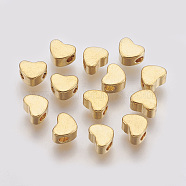 Brass Beads, Nickel Free, Real 18K Gold Plated, Heart, 5.5x6x3mm, Hole: 1mm(X-KK-T014-101G)