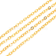 3.28 Feet Brass Cable Chains, Soldered, Flat Oval, Golden, 2.2x1.9x0.3mm, Fit for 0.6x4mm Jump Rings(X-CHC-T008-06A-G)