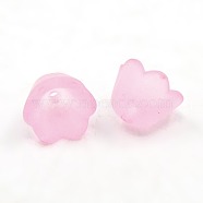 Chunky Pink Transparent Frosted Tulip Flower Acrylic Bead Caps, Lily of the Valley, 10mm wide, 6mm thick, hole:1.5mm(X-PL543-4)