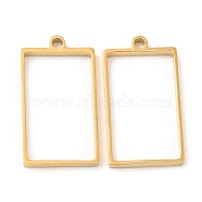 304 Stainless Steel Open Back Bezel Rectangle Pendants, For DIY UV Resin, Epoxy Resin, Pressed Flower Jewelry, Real 18K Gold Plated, 31x17x3mm, Hole: 2.2mm, Inner Diameter: 26x15mm(STAS-Z040-06A-G)