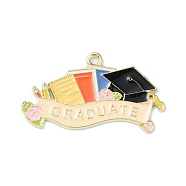 Graduation Theme Alloy Enamel Pendants, Light Gold, Word Graduate, Book, 21x30.5x1.5mm, Hole: 1.8mm(ENAM-G226-01E)