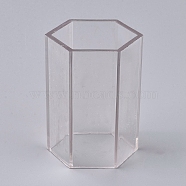Plastic Candle Molds, for Candle Making Tools, Hexagon Shape, Clear, 49x56x75.5mm, Inner Size: 44x50mm(AJEW-WH0021-77G)