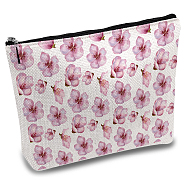 Custom Polycotton Printed Canvas Storage Bags, Rectangle Metal Zipper Pouches, Flower, 18x25cm(ABAG-WH0029-132)