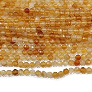 Natural Citrine Beads Strands, Round, Faceted, 3mm, Hole: 0.5mm, about 135pcs/strand, 15.3 inch(39cm)(G-O166-15-3mm-01)