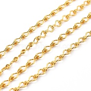 Brass Textured Ladder Chains, Long-Lasting Plated, Cadmium Free & Nickel Free & Lead Free, Unwelded, Real 18K Gold Plated, 7x3.5x2mm(CHC-C017-01-NR)