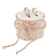 Birch Ring Displays, with PVC Ramie Cotton Fabric, for Ring Jewelry Displays, Round, Bisque, 6x6.6x4.5cm(AJEW-WH0182-20)