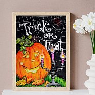 Halloween DIY Diamond Painting Kit, Including Acrylic Rhinestones Bag, Diamond Sticky Pen, Tray Plate, Glue Clay and Canvas, Word, 400x300x0.3mm(AJEW-C037-02E)