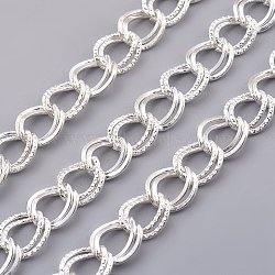 Iron Double Link Chains, Unwelded, with Card Paper, Silver Color Plated, Link: about 10mm long, 8.5mm wide, 2mm thick(X-CHT116Y-S)