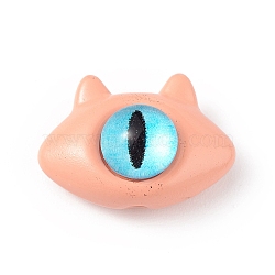 Spray Painted Alloy Beads, with Glass Eye, Cat Head, Light Salmon, 10.5x15x7mm, Hole: 1.5mm(PALLOY-K001-18C)