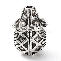 Tibetan Style Alloy 3 Hole Guru Beads, T-Drilled Beads, Teardrop, Antique Silver, 13.5x9.5x9.5mm, Hole: 1.4mm and 2mm(TIBEB-M030-05AS)