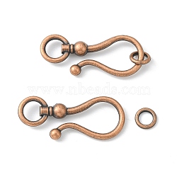 Tibetan Style S Hook Clasps, Cadmium Free & Lead Free, Red Copper, S Hook: 38x16x8mm, Ring: 8mm, Hole: 5mm(RLF5091Y)