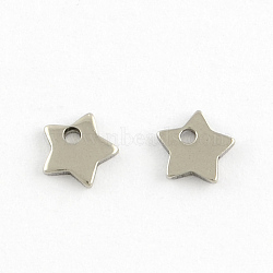 304 Stainless Steel Five-Pointed Star Charms Pendants, Stainless Steel Color, 5.5x5.5x1mm, Hole: 1mm(STAS-Q171-03)
