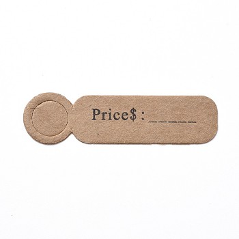 Paper Gift Tags, Hange Tags, For Arts and Crafts, Rectangle with Word Price, BurlyWood, 13x49.5x0.5mm, Hole: 9mm