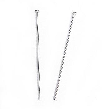 304 Stainless Steel Flat Head Pins, Stainless Steel Color, 35x0.8mm, Head: 1.5mm