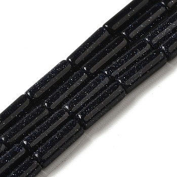 Synthetic Blue Goldstone Beads Strands, Column, 13.5~14x4~4.5mm, Hole: 1.2mm, about 28pcs/strand, 15.16''(38.5cm)