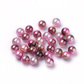 Rainbow Acrylic Imitation Pearl Beads, Gradient Mermaid Pearl Beads, No Hole, Round, Saddle Brown, 6mm, about 1600pcs/160g