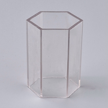 Plastic Candle Molds, for Candle Making Tools, Hexagon Shape, Clear, 49x56x75.5mm, Inner Size: 44x50mm