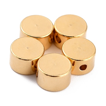 Brass Beads, Long-Lasting Plated, Flat Round, Real 24K Gold Plated, 5x3mm, Hole: 1mm