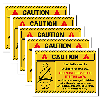5Pcs Waterproof PVC Warning Sign Stickers, Vinyl Danger Safety Decals, Rectangle with Word, Sign Pattern, 25x17.5cm