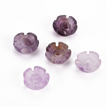 Natural Amethyst Beads, Flower, 10x10x4mm, Hole: 1.5mm