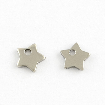 304 Stainless Steel Five-Pointed Star Charms Pendants, Stainless Steel Color, 5.5x5.5x1mm, Hole: 1mm