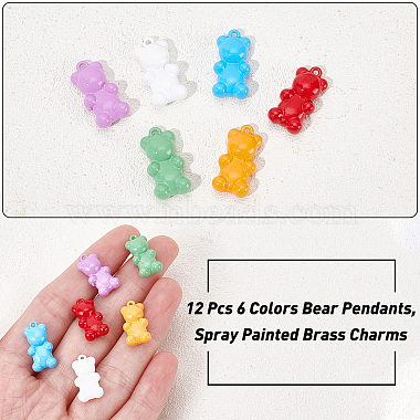 Nbeads 12Pcs 6 Colors Spray Painted Brass Pendants(KK-NB0001-55)-3