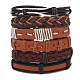 Bracelet à cordon en simili cuir tressé réglable de style 6pcs 6 serti de cordon ciré pour hommes(BJEW-F458-10)-1