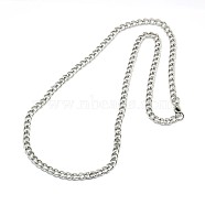 304 Stainless Steel Curb Chain/Twisted Chain Necklace Making, with Lobster Claw Clasps, Stainless Steel Color, 22 inch~24 inch(55.9~61cm), 5.5mm(STAS-A028-N134P)