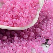 Glass Seed Beads, Imitation Cat Eye, Rondelle, Pearl Pink, 4x3.3mm, Hole: 1.4mm(SEED-M011-02A-12)