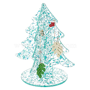 Transparent Acrylic Earring Display Stands with Paillette, Christams Tree Shaped Earring Organizer Holder, Turquoise, Finished Product: 12.5x12.4x15cm, about 3pcs/set(EDIS-WH0012-40A)