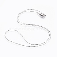304 Stainless Steel Chain Necklaces, with 304 Stainless Steel Clasps, Stainless Steel Color, 18.1 inch(46cm), 1mm(NJEW-F248-06A-P)