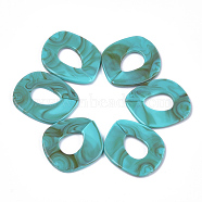 Acrylic Linking Rings, Quick Link Connectors, For Jewelry Chains Making, Imitation Gemstone Style, Light Sea Green, 51.5x45x3.5mm, Hole: 23x16mm(X-OACR-S021-29F)