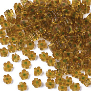 Glass Beads, Flower, Goldenrod, 4~6x4~6x2~3mm, Hole: 1mm(X-GLAA-T019-01-D05)