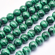 Natural Malachite Beads Strands, Round, 6mm, Hole: 1mm, about 67pcs/strand, 15.7 inch(40cm)(G-O166-06-6mm)