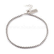 Brass Box Chain Bracelets, with Lobster Claw Clasps, Long-Lasting Plated, Word Hand Made, Antique Silver, 6-3/4 inch(17.1cm)(BJEW-H537-02AS)