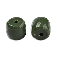 Opaque Acrylic Beads, Faceted, Barrel, Dark Olive Green, 13x13mm, Hole: 2.7~2.8mm, about 290pcs/500g(SACR-N017-05D)