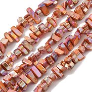 Natural Freshwater Shell Beads Strands, Dyed, AB Color, Nugget, Indian Red, 7~17.5x5~5.5x6~8.5mm, Hole: 1.2mm, about 72~73pcs/strand, 15.35''(39cm)(BSHE-H018-07D)