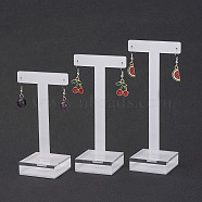 T Bar Earring Displays, Acrylic, White, 10.5x5.7x4cm, 12x5.7x4cm, 13.5x5.7x4cm(EDIS-P002-01)